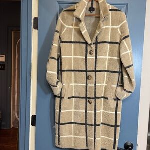 Cyrus NYC Fuzzy Plaid Sweater Coat | Anthropologie | Size M | Like New